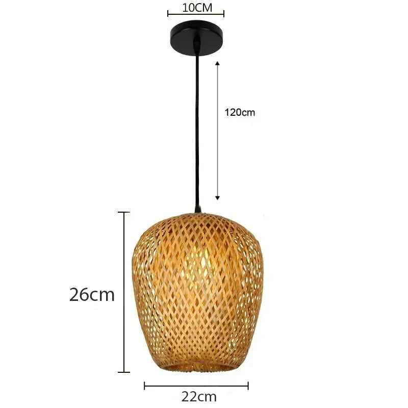Luminária Pendente de Bambu Natural Artesanal Estilo Boho Chic