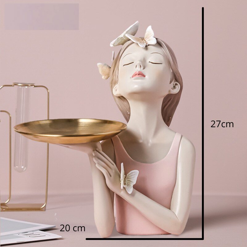 Escultura Boneca Decorativa Lilly Butterfly Bandeja Estatueta