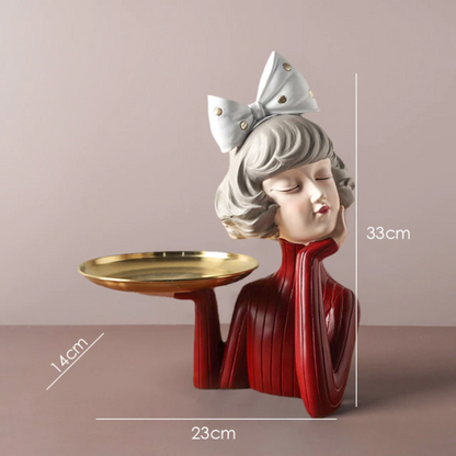 Escultura Boneca Decorativa Lilly Tray Estatueta