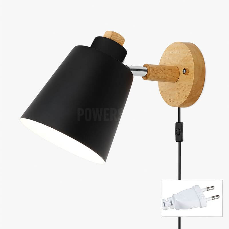 Arandela de Parede Wooden Com Interruptor Outlet