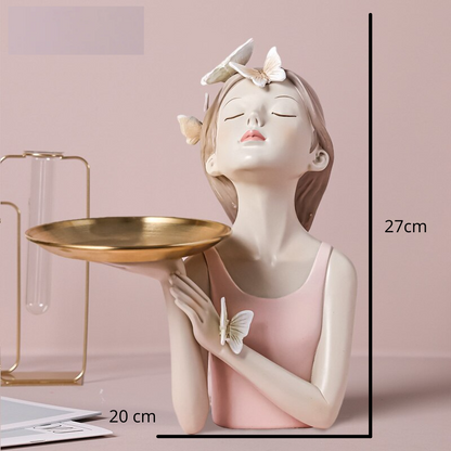 Escultura Boneca Decorativa Lilly Butterfly Bandeja Estatueta