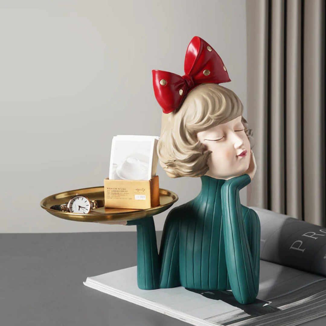 Escultura Boneca Decorativa Lilly Tray Estatueta