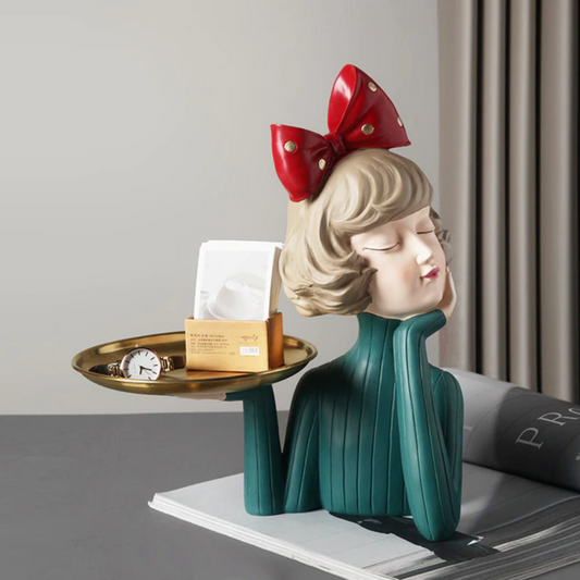 Escultura Boneca Decorativa Lilly Tray Estatueta