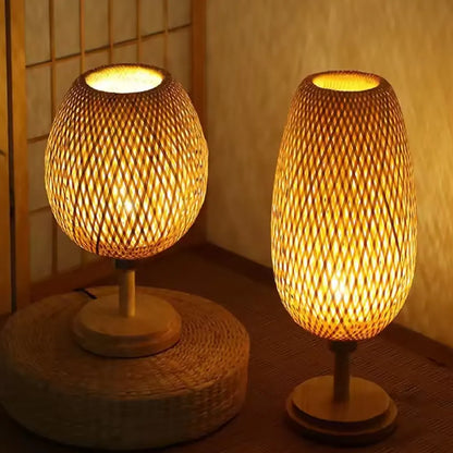 Luminária de Mesa em Bambu Artesanal Design Sustentável e Zen
