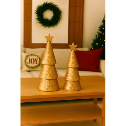 Kit 2 Árvores de Natal Cerâmica Decoração Natalina Charmosa