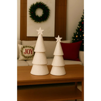 Kit 2 Árvores de Natal Cerâmica Decoração Natalina Charmosa