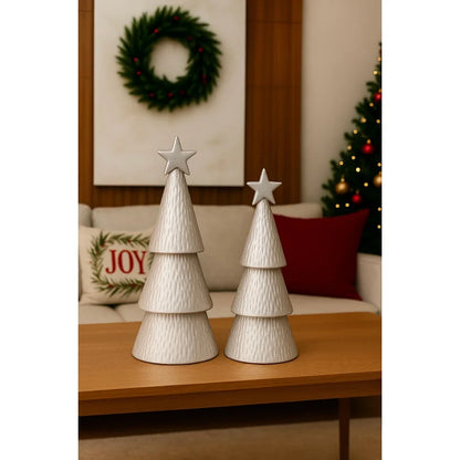 Kit 2 Árvores de Natal Cerâmica Decoração Natalina Charmosa