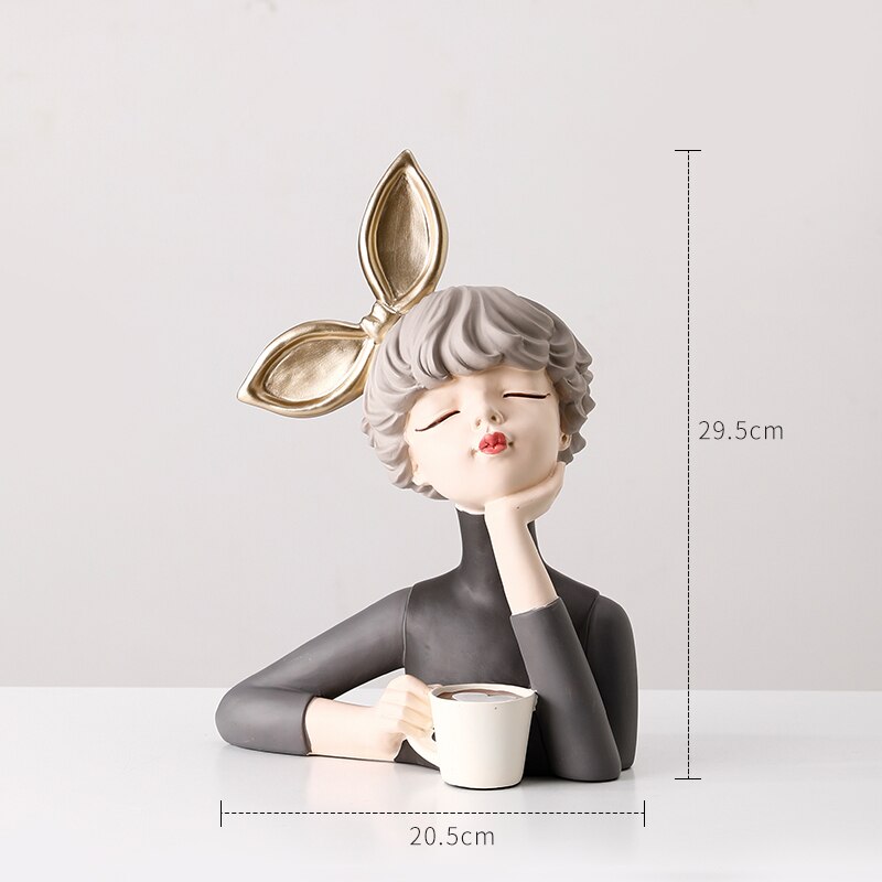 Escultura Boneca Decorativa Lilly Max Café Estatueta
