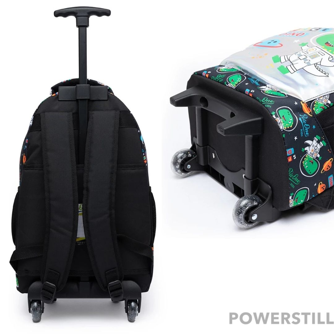 Kit Mochila Dino Rodinhas Lancheira e Estojo Escolar