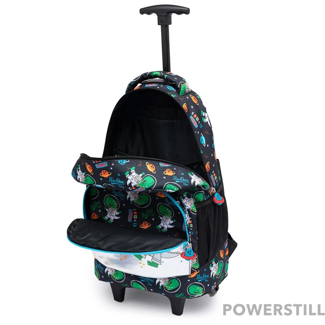 Kit Mochila Dino Rodinhas Lancheira e Estojo Escolar