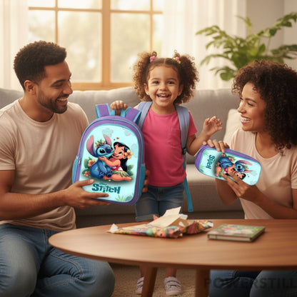 Kit Mochila Lilo & Stitch Feminina Lancheira Térmica e Estojo