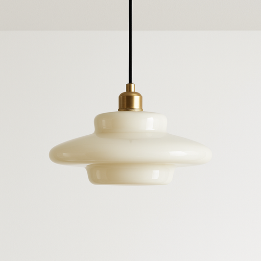 Luminária Pendente de Vidro Branco Art Glass