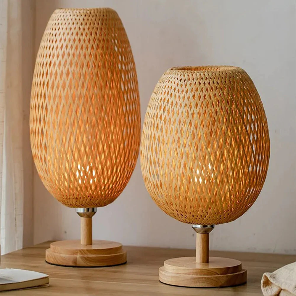 Luminária de Mesa em Bambu Artesanal Design Sustentável e Zen