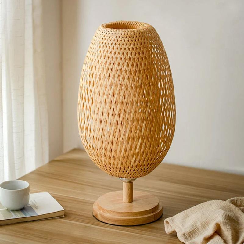 Luminária de Mesa em Bambu Artesanal Design Sustentável e Zen