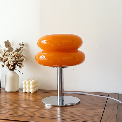 Luminária de Mesa Moderna em Vidro e Inox Bivolt com LED