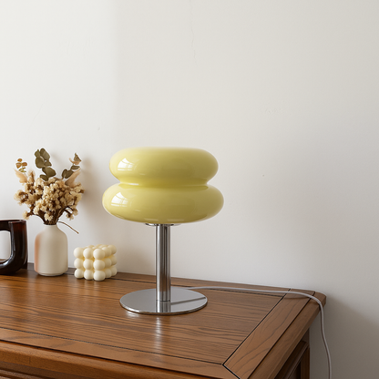Luminária de Mesa Moderna em Vidro e Inox Bivolt com LED