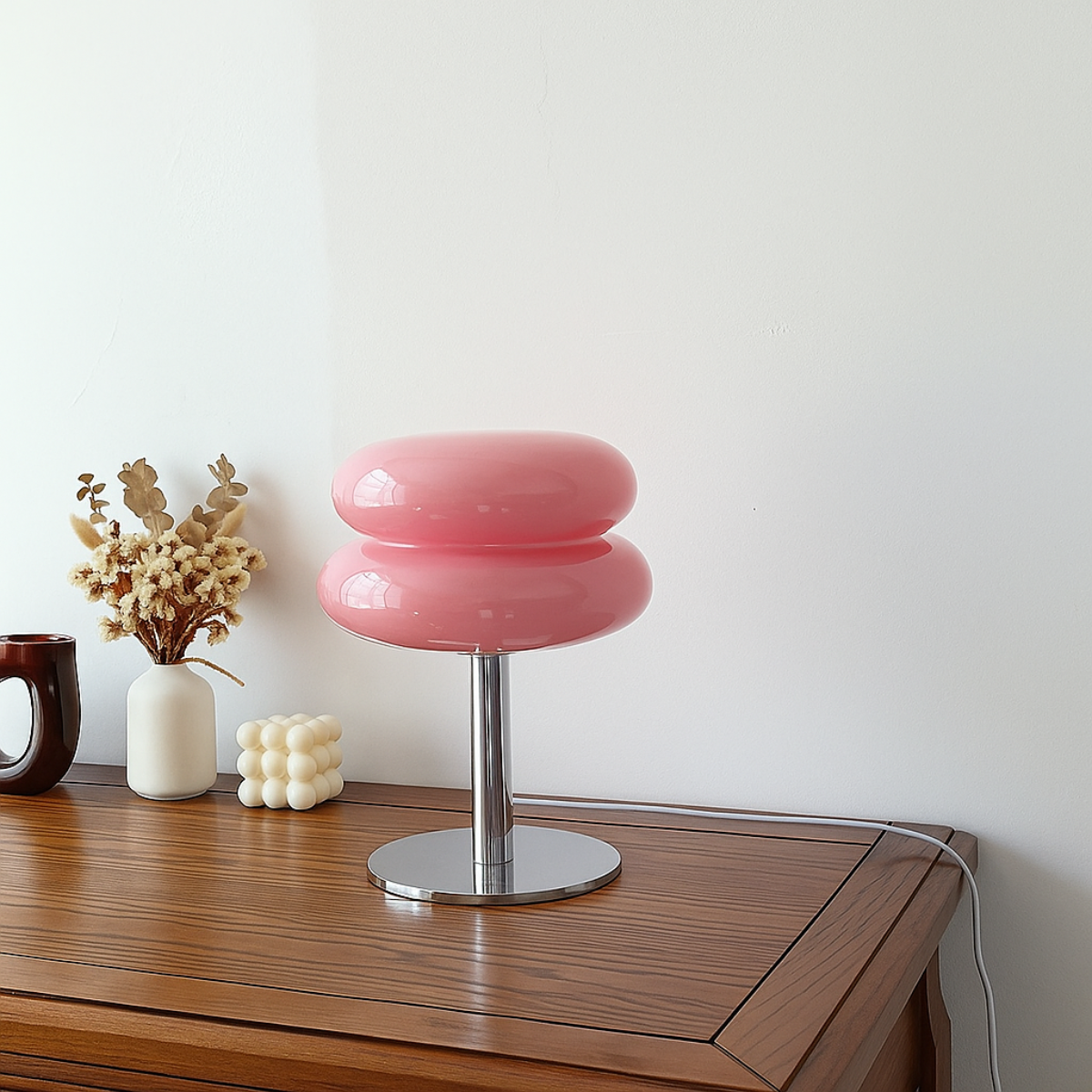 Luminária de Mesa Moderna em Vidro e Inox Bivolt com LED