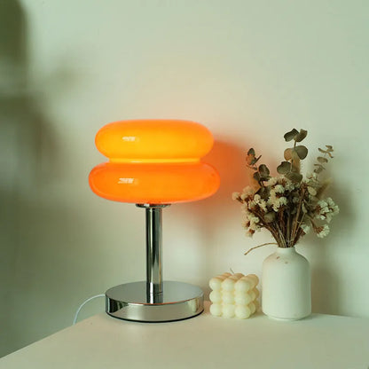 Luminária de Mesa Moderna em Vidro e Inox Bivolt com LED