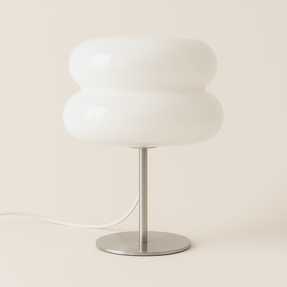 Luminária de Mesa Moderna em Vidro e Inox Bivolt com LED