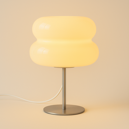 Luminária de Mesa Moderna em Vidro e Inox Bivolt com LED