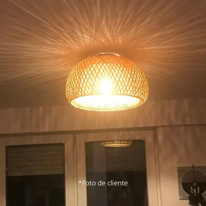 Luminária de Teto de Bambu Rattan Solis