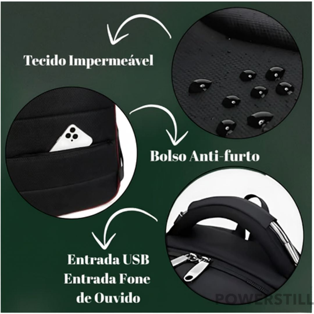 Mochila Unissex Impermeável com Cadeado Aco Antifurto