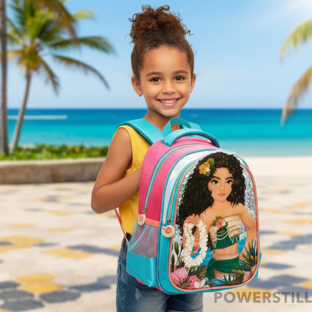 Mochila Princesas Sua Filha Brilhando na Sala
