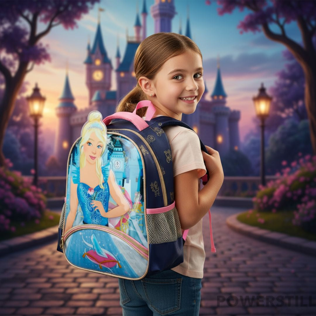 Mochila Princesas Sua Filha Brilhando na Sala