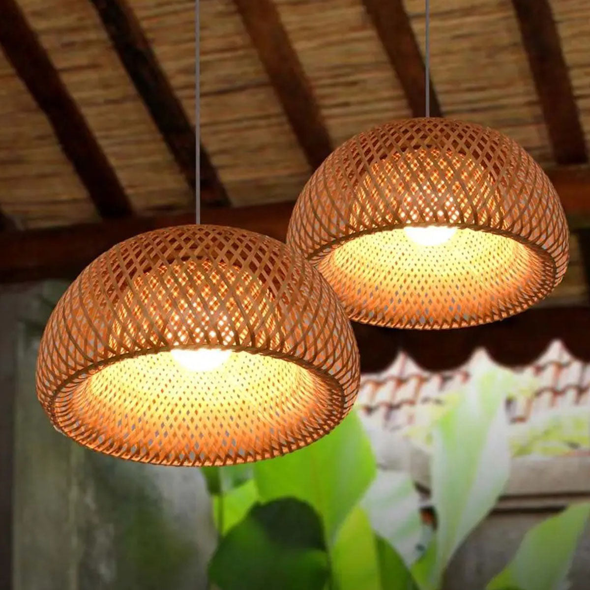 Luminária Pendente Bambu Organic Loom