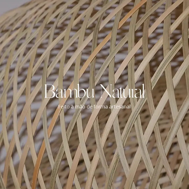 Luminária Pendente de Bambu Natural Artesanal Estilo Boho Chic