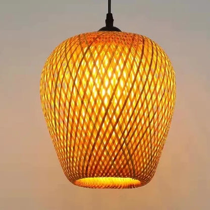 Luminária Pendente de Bambu Natural Artesanal Estilo Boho Chic