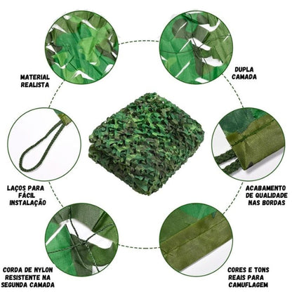 Rede Camuflada Militar para Decoração de Jardim