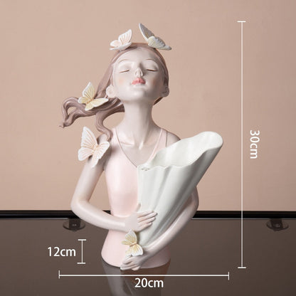 Escultura Boneca Decorativa Lilly Butterfly Flores Estatueta