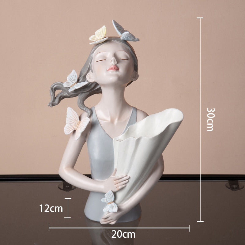 Escultura Boneca Decorativa Lilly Butterfly Flores Estatueta