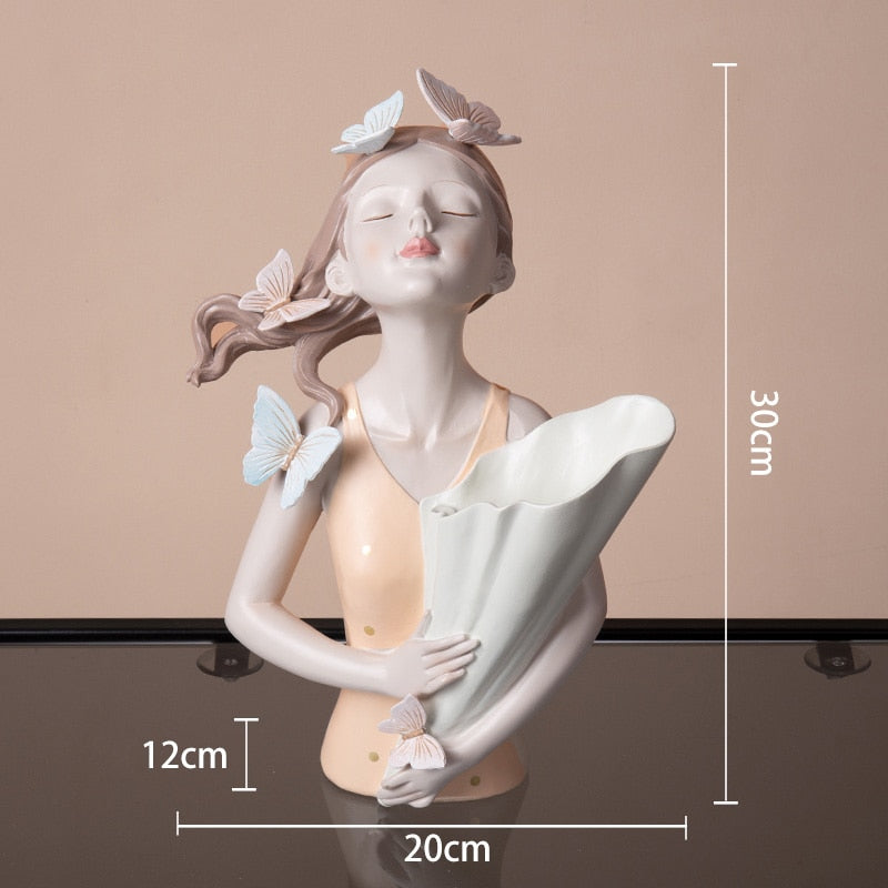 Escultura Boneca Decorativa Lilly Butterfly Flores Estatueta