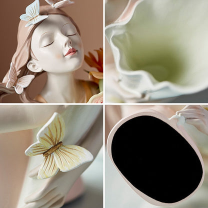 Escultura Boneca Decorativa Lilly Butterfly Flores Estatueta