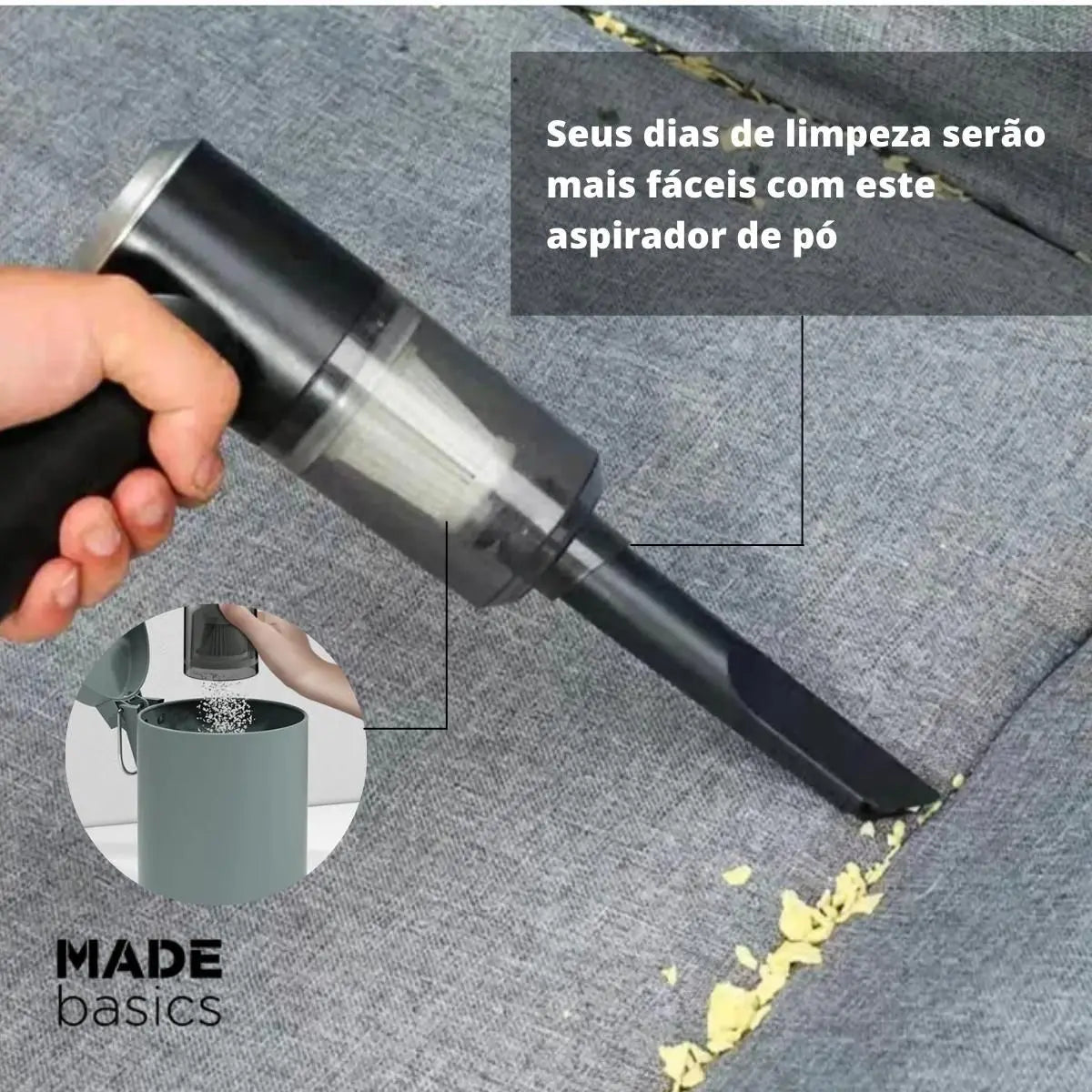 Aspirador Pó Portátil Sem Fio 6000Pa USB Limpeza Carro Sofá