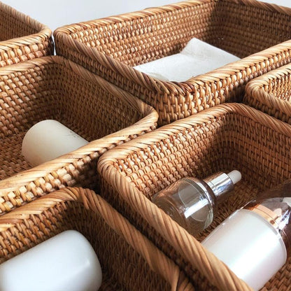 Cesto Organizador Vime Natural Trançado Multiuso Banheiro Quarto
